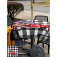 thumbnail image 6 of Square Outdoor Tablecloth with Umbrella Hole Independence Day Outside Table Cloth Waterproof Patio Table Cover Patriotic Flag Day Red Truck Black Plaid Zipper Tablecloths for Picnic 54x54 Inch, 6 of 8