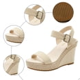 thumbnail image 6 of Rokment Women's Wedge High Heels Dressy Sandals Stylish Casual Suede Open Toe Ankle Strap Espadrilles Chunky Extra Heeled Dress Summer Shoes for Ladies White Size 9, 6 of 8