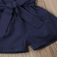 thumbnail image 5 of Toddler Kids Girl Button Sleeveless Ruffle Playsuit Jumpsuit Solid Color Bow Romper Summer Baby Clothes Green 5-6 Years, 5 of 5