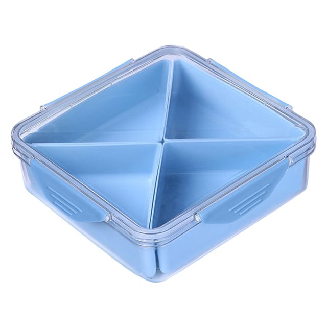 MOPOOR Veggie Tray with Lid for Fridge, Clear Divided Serving Tray with Dip Snackle Box Container 6-Compartment Snack Storage for Party, Reusable Dinner Fruit Platter for Refrigerator Organizer Bins