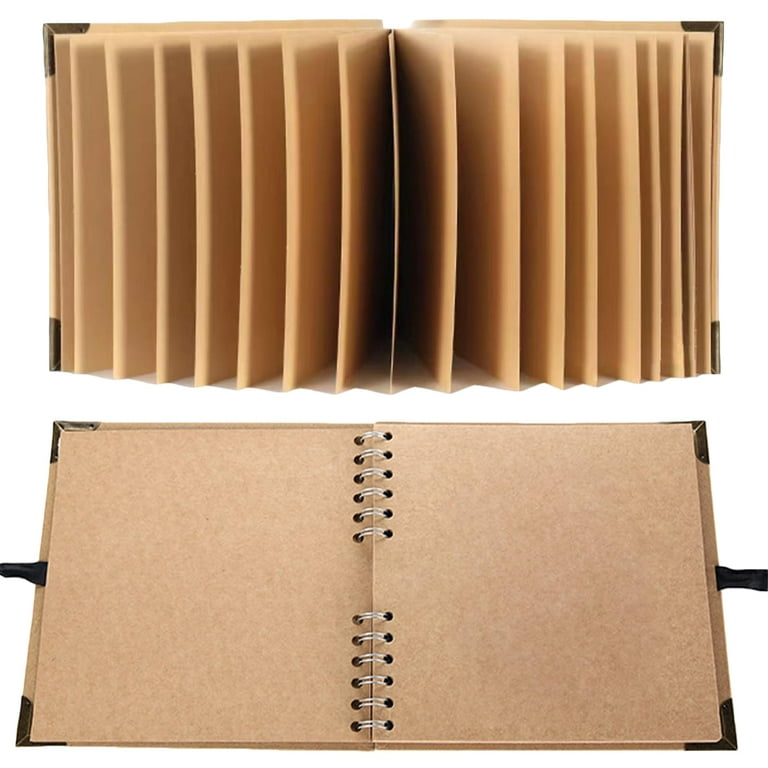 Large Scrapbook Photo Albums 40pages (29 X 21.5 Cm) Brown Thick Kraft Paper Scrap  Book, Memory Book, Ribbon Closure - Ideal For Your Scrapbooking, Art