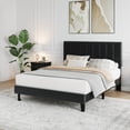 thumbnail image 1 of BeesClover Bed Frame with Adjustable Height Headboard, Upholstered Platform Bed Frame with Vertical Channel Tufted Design, Sturdy Wooden Slats for Noise-Free Support, No Box Spring Needed, 1 of 13
