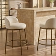 thumbnail image 5 of Morden Fort Counter Height Bar Stool, 26" Metal Bar Stool with Hammered Metal Legs & Curved Low Back for Kitchen Island, Upholstered Linen Seat Cushion Island Chair, Gold, 5 of 10