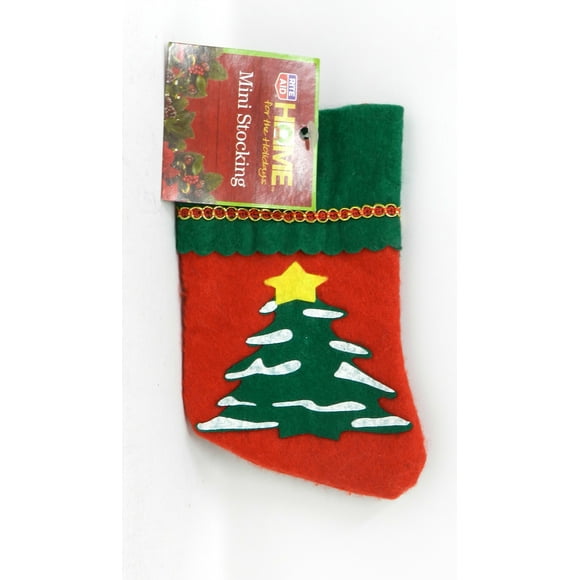 Home For The Holidays Mini Red Stocking With Christmas Tree 1 Count
