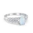 thumbnail image 2 of Solitaire Floral Accent Oval Lab White Opal CZ Ring 925 Sterling Silver Size 10, 2 of 3