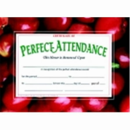 8.5 x 11 in. Perfect Attendance Certificate, Pack 30