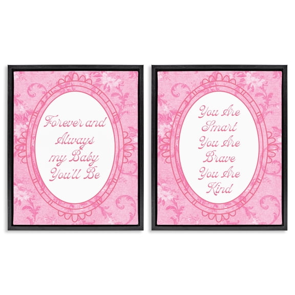 Stupell Industries Cottage Loving Pink Ornate Phrases Black 2pc Floating Frame Art Set, 17 x 21 each, by Lil' Rue