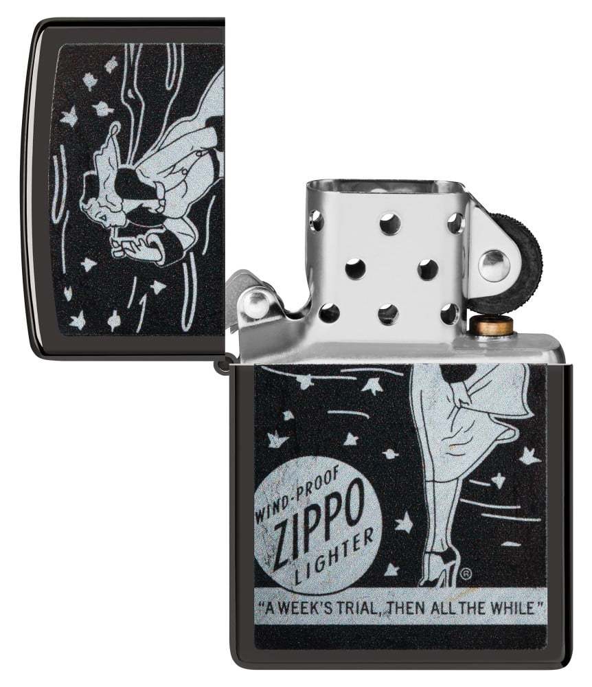 Zippo Windy Design High Polish Black Pocket Lighter