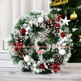 thumbnail image 3 of Parvusli 24 inch Christmas Garland Wreaths with Pine Cones,Plaid Bows,Red Berry Xmas Wreaths, 3 of 10