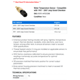 thumbnail image 2 of Water Temperature Sensor - Compatible with 1997 - 2007 Jeep Grand Cherokee - Motorad, 2 of 2