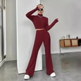 thumbnail image 5 of 2025 Women's Solid Color Ribbed Knit Top and Pants Set Casual Comfortable Two-Piece Outfit for Everyday Wear Korean Minimalist Style, 5 of 11