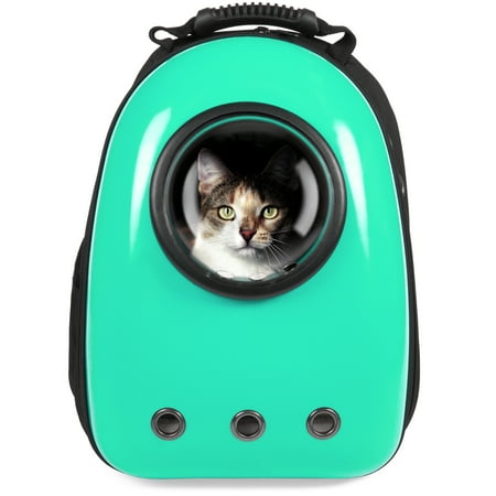 Best Choice Products Pet Carrier Space Capsule Backpack, Bubble Window Padded Traveler, Teal, for Cats, Dogs, Small Animals, with Breathable Air (Best Dog Backpack Carrier For Hiking)