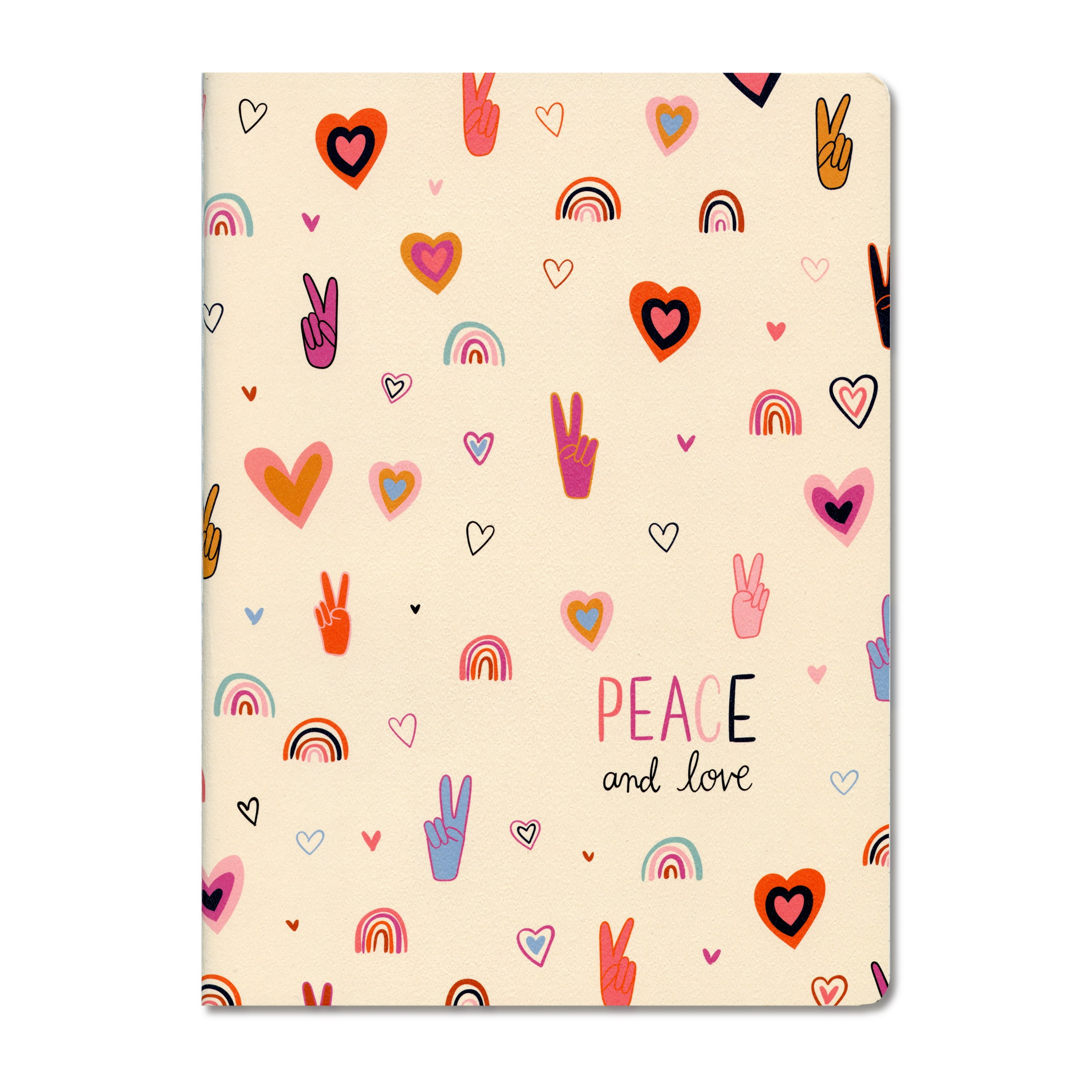Class Act Stationery Stitched Bound Composition Book, 100 CR Sheets, Peace and Love