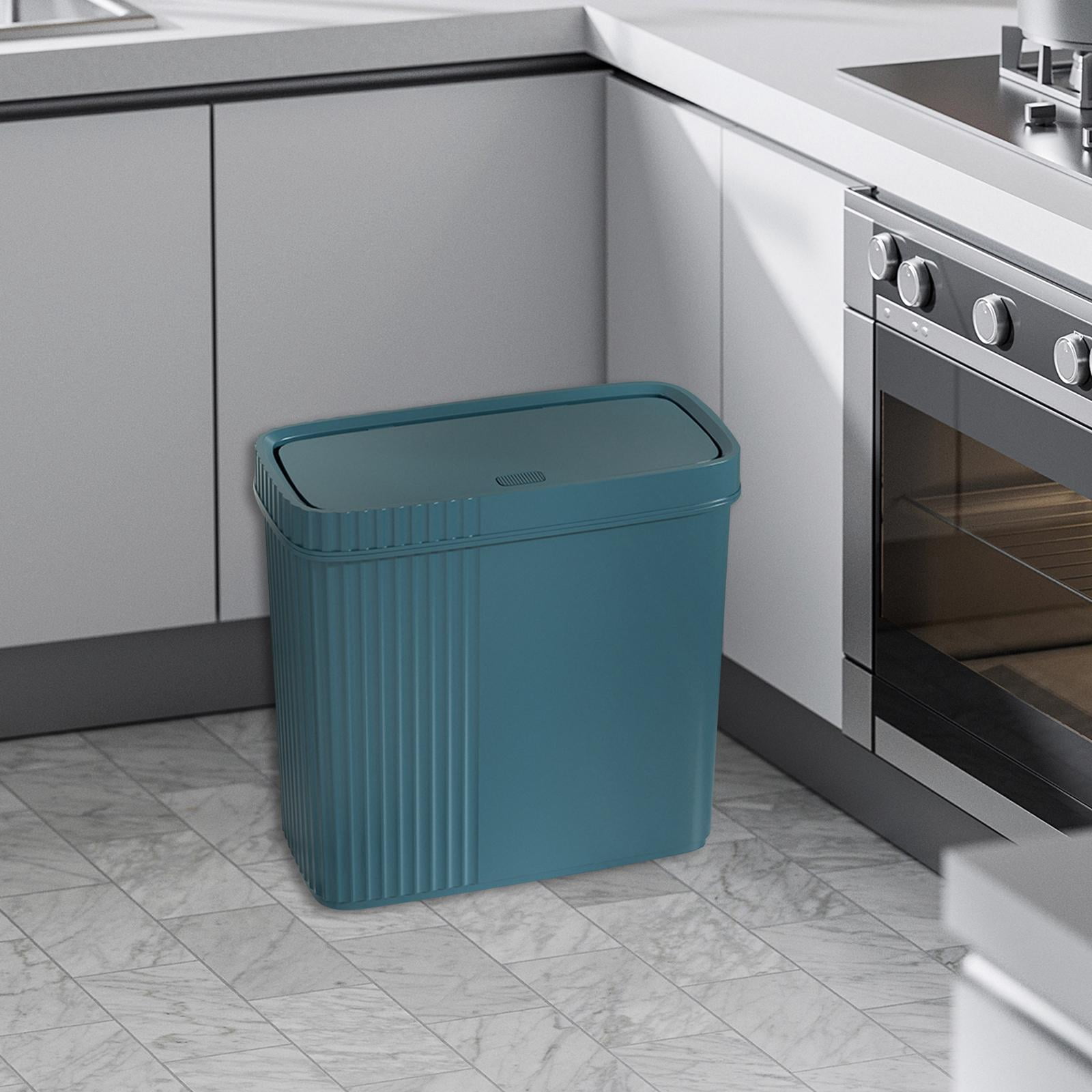 Baoblaze Slim Narrow Bathroom Trash Can Multipurpose for Apartments, Condos Waste Bin Dark Green