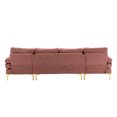 thumbnail image 6 of U-Shaped Sectional Sofa Couch with Chaise, 110 Inch Convertible Sectional Sofa Set with Wide Armrest and Thick Cushions Modern Upholstered Accent Sofa with Golden Metal Legs for Living Room, Pink, 6 of 7