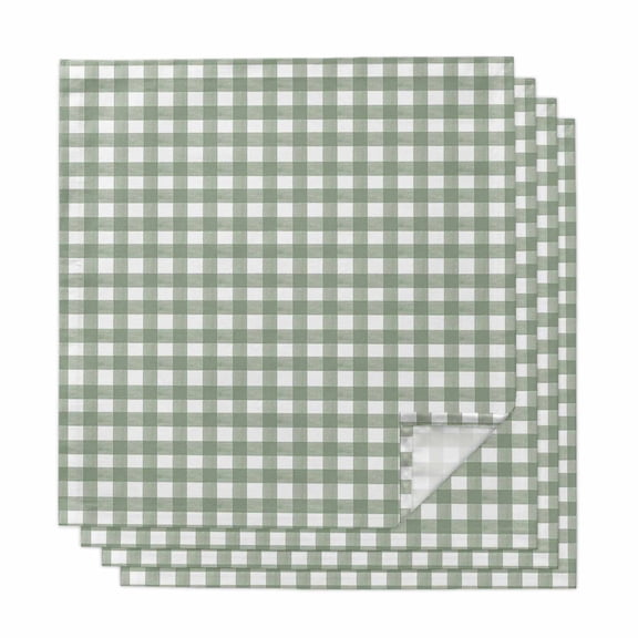 Sage Green Buffalo Plaid Cloth Napkins, Farmhouse Green White Checkered Washable and Reusable Dinner Napkins Set of 4, Table Napkin for Kitchen Party Birthday Wedding Hotel Housewarming 20"x20"