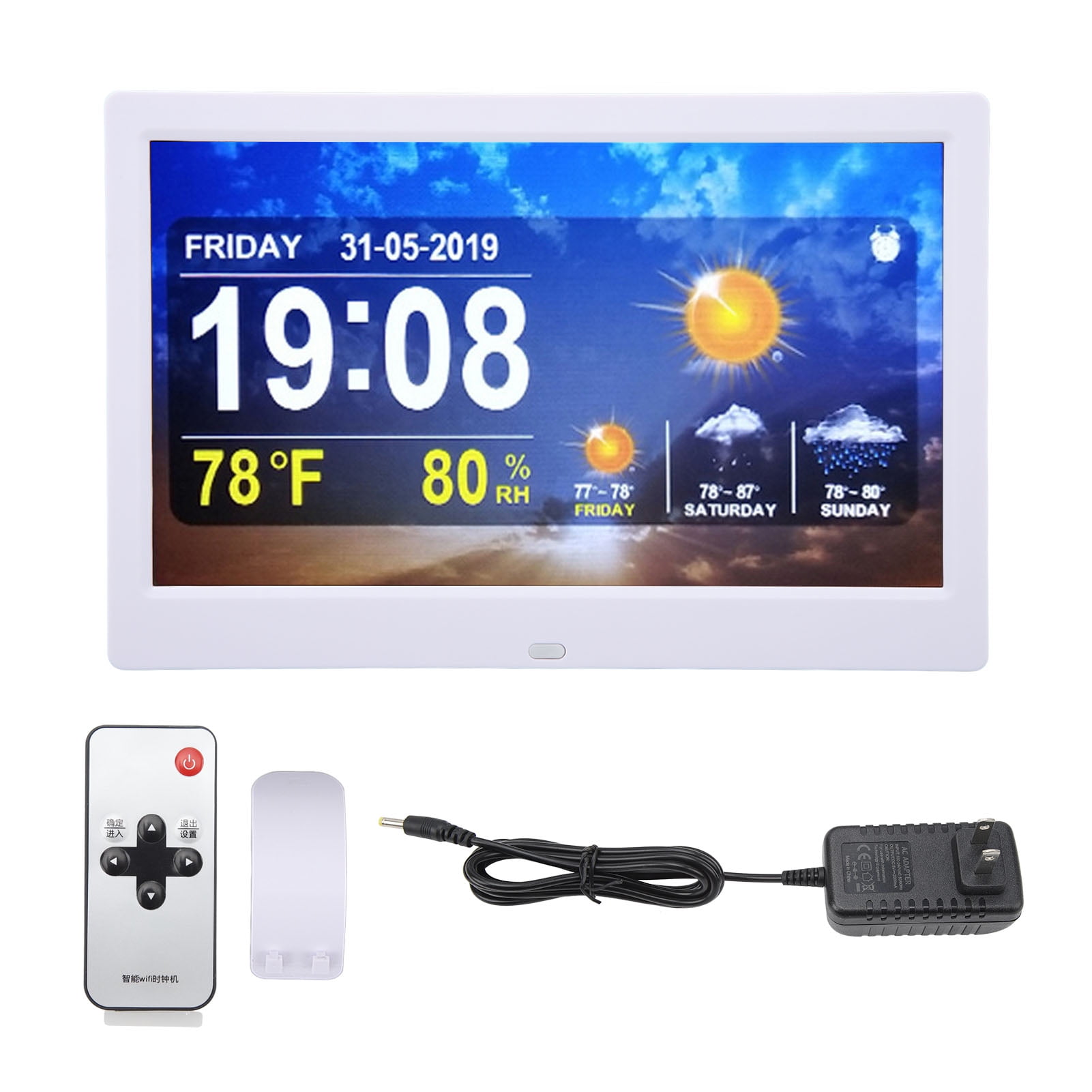 Digital Weather Clock With 10 Inch Large Screen Display, Calendar Alarm Day Clock  With Automatic Dimming Background Music Or Videos Customization Best Clock For Seniors
