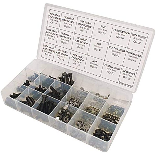 Stens 415240 Metal Metric Hex Bolt Assortment, Contains Bolts, Nuts