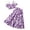 Purple, variant on Little Girl'S Two Piece Summer Outfits Cold Shoulder Short Sleeve Crop Top Ruffle High Low Skirt Sets Kids Clothes Size 7-8T