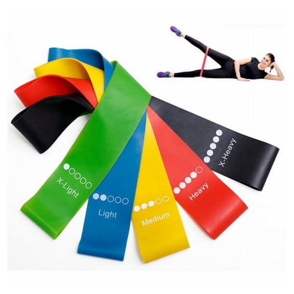 Giftscircle Resistance Loop Exercise Bands - Set of 5 Bands for Working Out with Instruction Guide & Carry Bag - Mini Resistance Bands for Legs and Butt, 1 Each