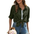thumbnail image 2 of Women's Tops, Tees & Blouses Linen Button Down Long Sleeve Collared Loose Womens Spring Summer Shirts, 2 of 4