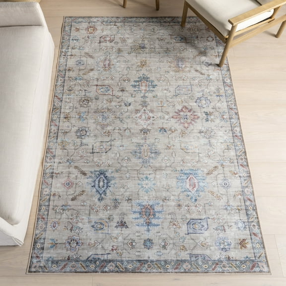 nuLOOM Azalia Smart Plus with SplashGuard Area Rug, 4' x 6', Azalia Ivory