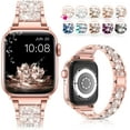 thumbnail image 1 of Banda 38 mm 40 mm 42 mm 44 mm iWatch SE Serie 6 Serie 5 4 3 2 1, pulsera de repuesto Bling iWatch Band, correa de pulsera de metal de acero inoxidable con diamantes de imitación de diamantes Ormromra LRWJ877-2, 1 of 9