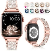 Band 38mm 40mm 42mm 44mm iWatch SE Series 6 Series 5 4 3 2 1, Bling Replacement Bracelet iWatch Band, Diamond Rhinestone Stainless Steel Metal Wristband Strap