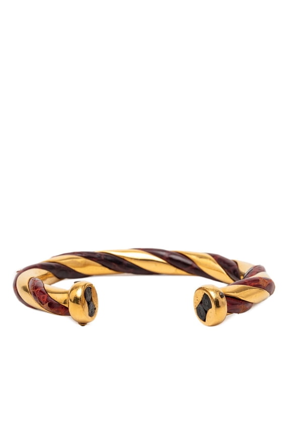 Pre-Owned Hermes Twist Bangle, Gold and Red Plated Leather, Women's