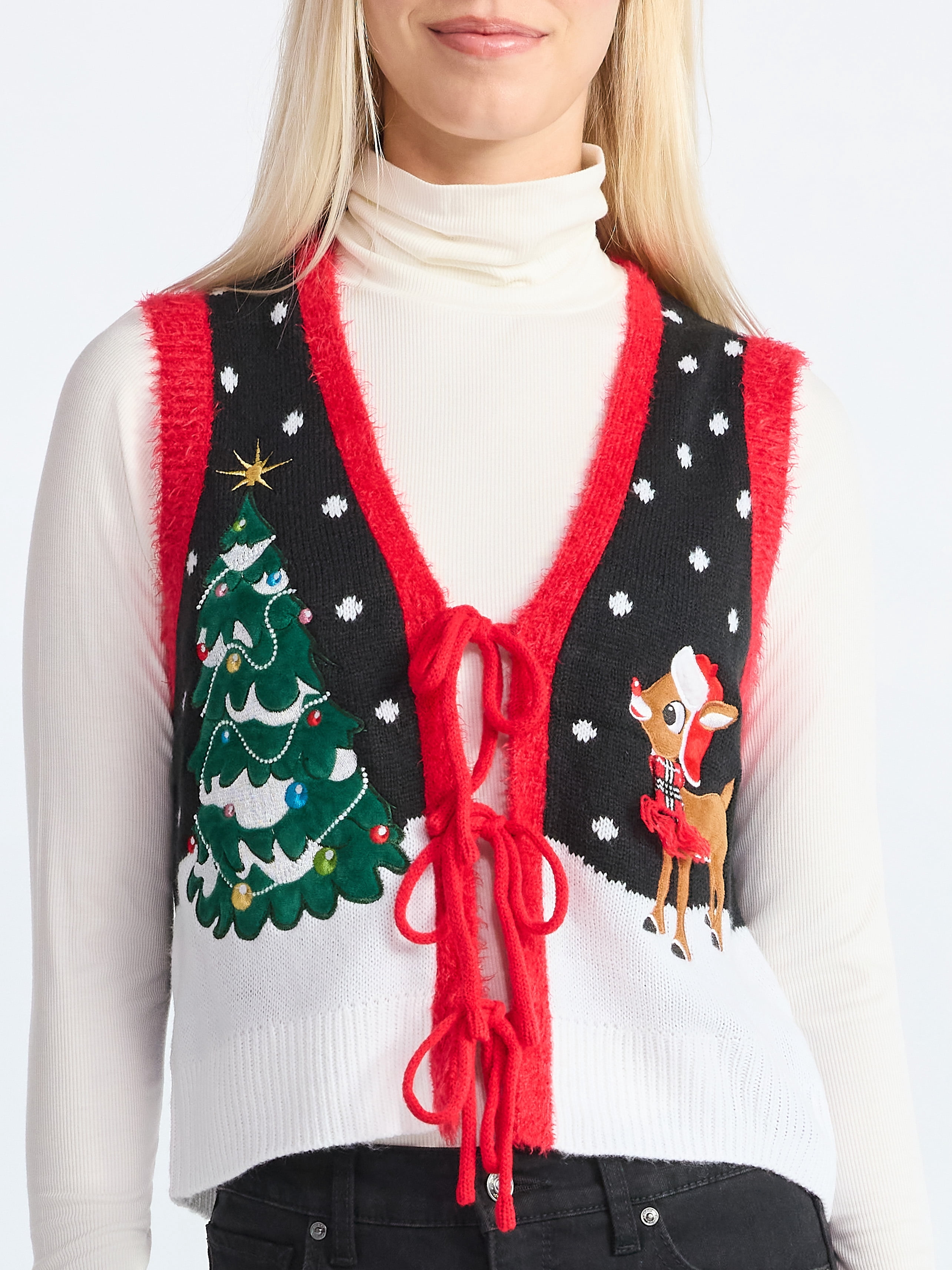 Rudolph the Red-Nosed Reindeer Women's Christmas Tie Vest, Sizes XXS-XXL