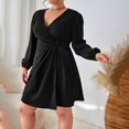 thumbnail image 2 of Yesfashion Women's Plus Size V Neck Wrap Casual Long Sleeve High Waist Party Business Work Midi Dress, 2 of 5