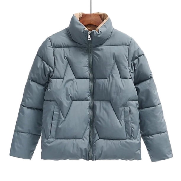 Parkas de manga larga para mujer, chaqueta de algodón grueso con cuello alto y botones, a la moda, cálida y elegante.