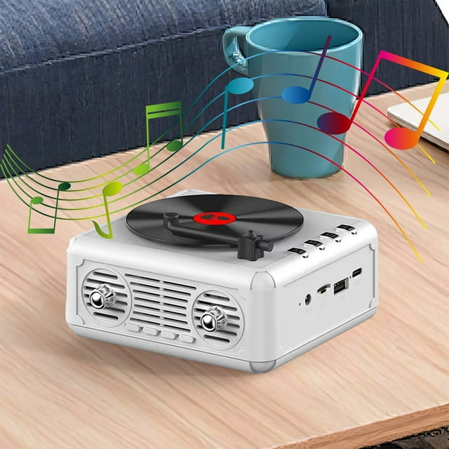 IROINID Haut-Parleur Bluetooth, Petit Haut-Parleur, Haut-Parleurs Bluetooth Portables TWS, Tourne-Disque TWS Son Bluetooth Rétro Créatifs Mini Portable Insert de Carte Petit Haut-Parleur Caisson de Basses Cadeau