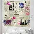 thumbnail image 1 of United States Tapestry, Newspaper New York Sketchy of Liberty and Texts Lipstick Vintage, Fabric Wall Hanging Decor for Bedroom Living Room Dorm, 5 Sizes, Multicolor, by Ambesonne, 1 of 1