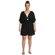 Time and Tru Women's Plus Size O-Ring Batwing Cover Up