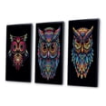 thumbnail image 3 of Designart "Psychedelic Owl Portrait Vibrant and Mysterious II" Animals Owl Framed Wall Art Set Of 3 - Blue Owl Frame Gallery Wall Set For Home Decor, 3 of 6