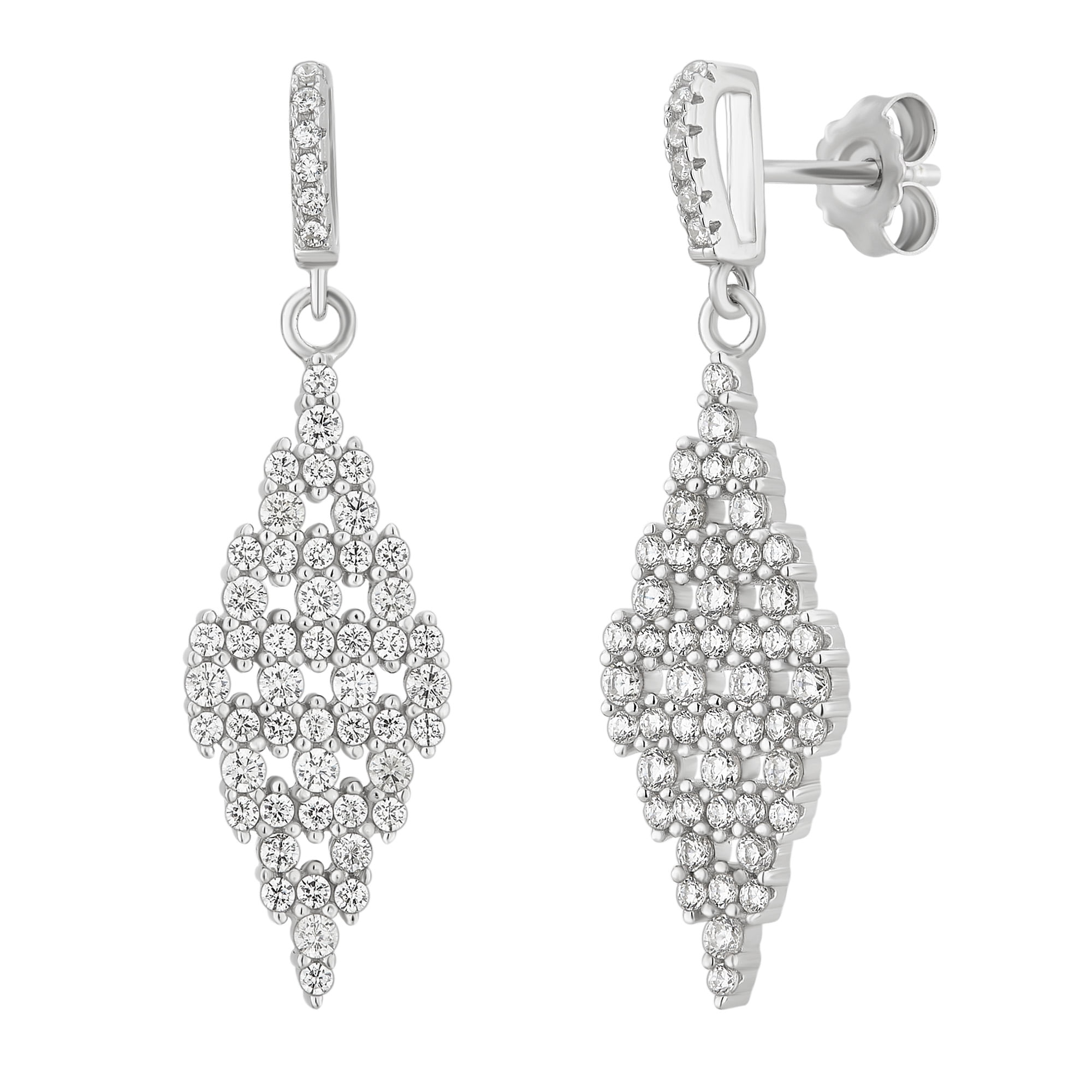 Arista 2 1/2 Carat T.W. White Cubic Zirconia Women's Dangling Earrings in Sterling Silver