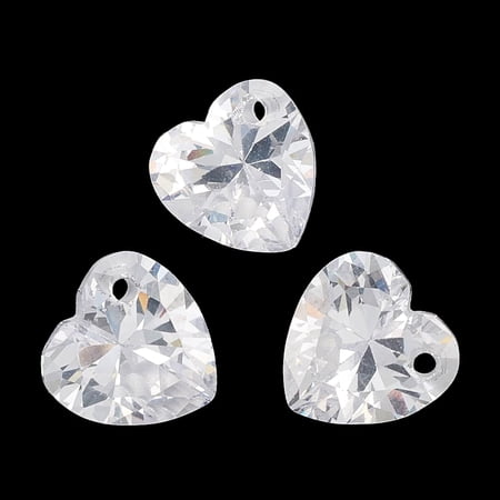 10pcs Cubic Zirconia Faceted Heart Clear 8x8x4.5mm Hole: 1mm