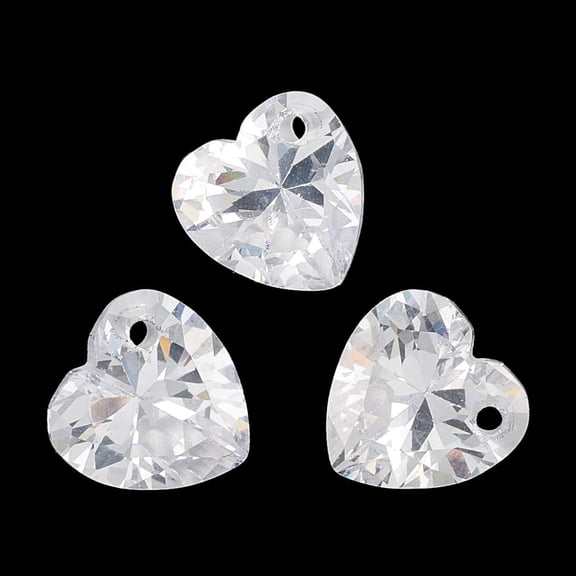 10Pcs Cubic Zirconia Pendants Fated Heart Charms Clear Bracelets Pendants for DIY Earring Necklace Bracelet Jewelry Making Valentine's Day 8x8mm for DIY