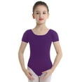 thumbnail image 2 of ranrann Kids Girls' Classic Gymnastic Ballet Dance Leotard Short Sleeves Athletic Bodysuit Dark Purple 8, 2 of 6