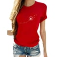 thumbnail image 1 of Innerwin Hauts Imprimé Pissenlit T-Shirts pour Femmes Col Rond Vintage Rouge L, 1 of 2