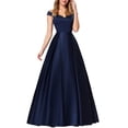 thumbnail image 3 of Robe Maxi Plissée Col en V Tenues pour Femme pour Soirée, Noir, TG, 3 of 9