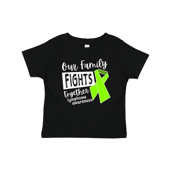 Inktastic Our Family Fights Together Lymphoma Awareness Lime Ribbon Boys or Girls Baby T-Shirt