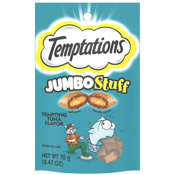 Temptations Jumbo Stuff Crunchy And Soft Cat Treats Tempting Tuna Flavor, 2.5 Oz Pouch