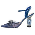 thumbnail image 2 of FSJ Women Sparkling Double Bow Sandals Pointed Closed Toe Ankle Strap Crystal Chunky Mid Heels Pumps Wedding Bridal Party Shoes Size 8 Blue, 2 of 4