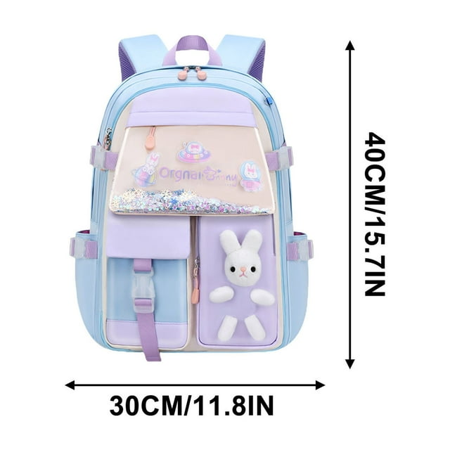 Vwrxbz Kids School Backpack Ergonomic Spine Protection Large Capacity Rabbit Design Elementary Bookbag Grades 1-6 Student Bag