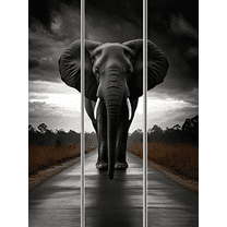 Black Elephant Decorative Painting/Canvas Art， Perfect for Living Room，  Powerful Animal Wall Art