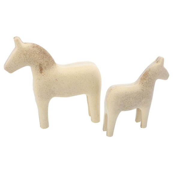 MERRYHAPY Horse Figurine Wooden Horse Figurine White 2 Pcs