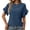 Dark Blue, variant on Women Ruffle Sleeve T Shirt Round Neck Tees Solid Color Short Sleeve Summer Lightweight Relaxed Fit Daily Wear Tops Black S