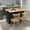 Black, variant on Rolling Kitchen Island with Three Drawers and Storage Cabinet, Kitchen Cart with Store Platform and  Drop Leaf, Paper Towel Rack and Spice Rack Kitchen Cart on Wheels